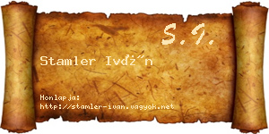 Stamler Iván névjegykártya